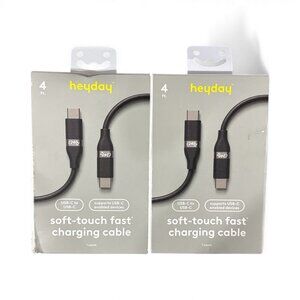 4' USB-C to USB-C 240W Silicone Cable - heyday Black: Male-To-Male Connection